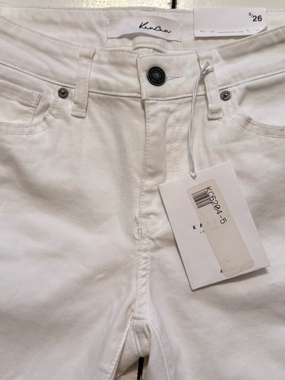 KanCan White Ripped Skinny Jeans with Frayed Ankles - Picture 5 of 5